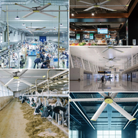 VEICHI 220/380V 5/6 Piezas Aspas de Aluminio PMSM Ventilador Industrial Integrado de Techo HVLS Montado en Pared con Sistema de Accionamiento para Extracción de Aire