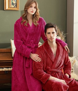 Robe de nuit décontractée épaisse à manches longues pour homme, en flanelle, avec fermeture éclair, pour l'hiver, l'été et le printemps, pour couple - Product Image 4