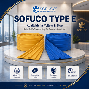 Qatar Water Facility Projects Need Sofuco PVC Waterstop 250mm Elastic Band with Shore A ≥70 for Expansion <b>Gap</b> Sealing - Product Image 1