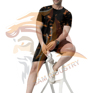 Conjunto de Dos Piezas para Hombre, Verano, Casual, Transpirable, Color Sólido, Personalizado, Tela Elástica, Sublimado - Product Image 4