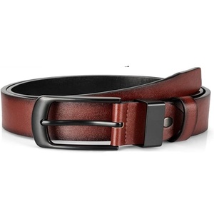 Cinturón de Cuero Genuino de Grano Completo para Hombre, Estilo Casual de Negocios, con Hebilla de Aleación de Acabado Premium, Ajustable, de Diseño - Product Image 1