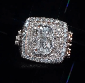 Anillo de moissanita estilo goteo de alto brillo, chapado en rodio, de plata de ley 925, con incrustaciones de diamantes, para uso unisex. - Product Image 3