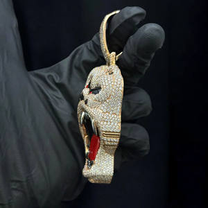 Colgante con diseño de cara de gorila con incrustaciones de moissanita, chapado en rodio, plata de ley 925, joyería hip hop para hombres y mujeres - Product Image 4