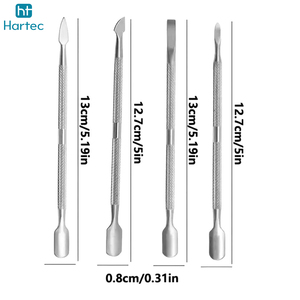 New Trendy 4-in-1 Dual-Ended Durable Stainless Steel Manicure Grooming Kit Multi-Head Cuticle Pusher Set For Professional Use - Product Image 3
