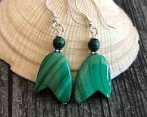 Boucles d'oreilles pendantes vintage en pierre naturelle de malachite Dreamshow, unisexe, en laiton plaqué or, bijoux de fiançailles - Product Image 1