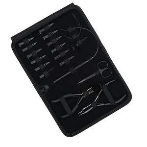 Kit d'outils premium pour extensions de cheveux noirs avec pince de retrait de micro-perles, pince de fixation de perles, aiguilles en forme de C et anneau de séparation de cheveux - Product Image 1