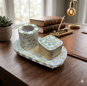 Support de cônes d'encens de tour d'or arabe de brûleur d'encens nordique de luxe avec la décoration de base en céramique pour la méditation de yoga - Product Image 1