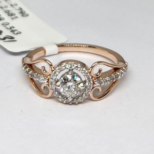 Bague de fiançailles et de mariage de luxe pour femme en or rose 14 carats avec diamant naturel de 0,31 carat et diamants latéraux de 0,17 carat, taille brillant, certifiée IGI - Product Image 6