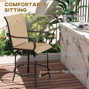 Set Moderno di 2 Sgabelli da Bar Girevoli a 360° Color Beige, Sedie da Giardino per Esterni con Robusta Struttura in Metallo, Altezza da Bar per Uso in Seminterrato - Product Image 5