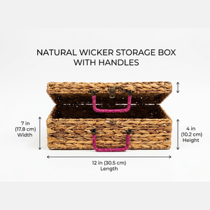 Panier de rangement pour vêtements en osier naturel fait main et écologique avec couvercle à charnières 12x7x4 pouces, idéal pour la maison, cadeau, vente en gros, OEM - Product Image 3