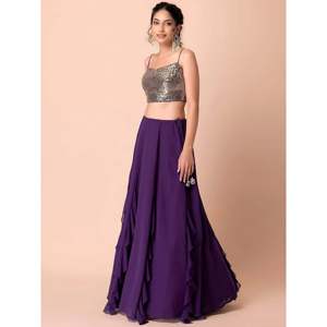 Charming Purple Georgette Party Wear Lehenga with <b>Sequins</b> Choli for Wedding - Product Image 6