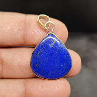 Collier pendentif géométrique en pierre naturelle, perle de lapis-lazuli élégante de qualité, goutte d'eau, maillons plaqués or, bijoux pour femmes et couples, cadeau