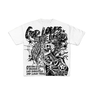 T-shirt pour homme à coupe ample avec impression numérique de logo personnalisé, 100% coton, 240 g/m², col rond côtelé, épaules tombantes, style streetwear surdimensionné - Product Image 1