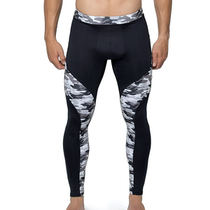 Hot Selling High Stretchable <b>Men</b> Elastic Waist <b>Compression</b> Pants Custom Made Camouflage Print Panel <b>Tight</b> Fit Leggings <b>For</b> Male - Product Image 1