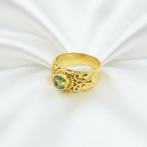 Vintage Peridot <b>Silver</b> <b>Ring</b> Handmade Filigree Floral Design 925 <b>Sterling</b> <b>Adjustable</b> Women Jewelry Gold Plated <b>Ring</b> For Christmas - Product Image 4