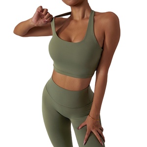 Ensembles de yoga pour femmes en gros, 2 pièces, respirants, en spandex/nylon, vêtements de sport, soutien-gorge de sport, leggings, 2025 - Product Image 2