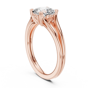 Anillo de compromiso con diamante moissanita de corte cojín y tallo dividido, chapado en oro rosa sobre plata de ley 925, anillo de propuesta para mujer, color D - Product Image 3