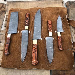 THEWIZ CRAFTS Juego de Cuchillos de Chef de Acero de Damasco con Mangos de Madera de 6-7.9 Pulgadas, Forjados a Mano, Estilo Japonés, Ecológicos, para Diestros - Product Image 4