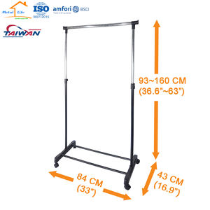 Perchero de Ropa Metálico Ajustable de un Solo Poste, Fabricado en Taiwán, Móvil con Ruedas - Product Image 3