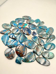 Lote de cabujones de azurita natural Bhuvah, mezcla de gemas pulidas para fabricación de joyas - Product Image 2