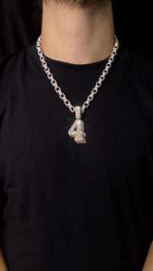 Custom <b>Iced</b> <b>Out</b> Lab Grown Diamond Number 4 Pendant 925 silver 18K Solid Gold 2.25 Inch <b>Chain</b> Hip Hop Men's Jewelry Everyday wear - Product Image 3