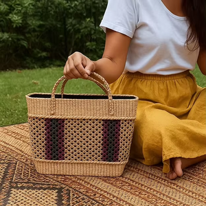Elegant Noir Stripe Women Tote <b>Bag</b> Spacious Interior Comfortable Shoulder Carry Style <b>Summer</b> Fashion Indian Supplier <b>Bag</b> - Product Image 5