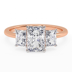 Anillo de Diamantes de Lujo Radiant Trio de 4 Quilates, Oro de 18K, 14K, 10K y Plata de Ley 925, Diamante Cultivado en Laboratorio, Joyería Fina, Regalo para Mujer - Product Image 5