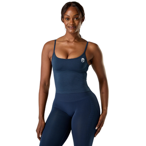 Push Tank Women’s Seamless 2 in 1 Built In <b>Bra</b> Sculpting Activewear Fitness Stretch Tank <b>Top</b> Anchor Navy - Product Image 1