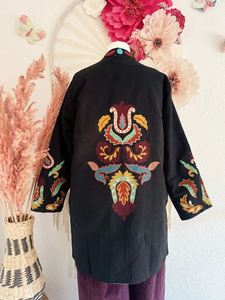 <b>Boho</b> Embroidery Vintage Sexy Night Club <b>Dress</b> Long Sleeve Loose Fit Full Sleeve Black Solid Colorful Paisley Pattern <b>Summer</b> Wear - Product Image 3