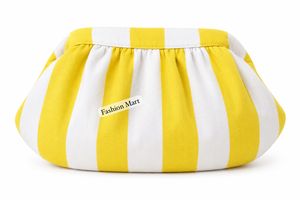 Fashion Mart Striped Pink Clutch Bag Women Casual Elastic Closure Portable Pillow Shape Handbag Daily Use - Product Image 5