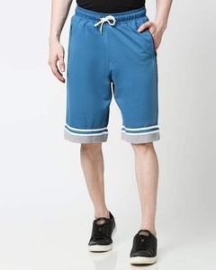 Shorts Bermuda pour homme, bleu uni, avec cordon de serrage et bande latérale, vêtements décontractés - Product Image 1