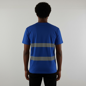 Camiseta de Seguridad de Alta Visibilidad ANSI Clase 2 Personalizada al por Mayor, 100% Poliéster, Manga Corta, Color Sólido, Cinta Reflectante, Impermeable, para Hombre - Product Image 3