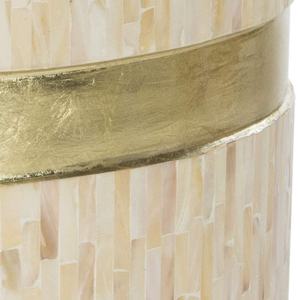 Handmade <b>Mosaic</b> Drum Side Table Stools Mother of Pearl Gold Accent Line Pure Natural Shell Inlaid Coffee Stool Living - Product Image 2