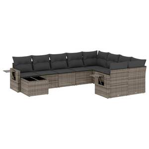 Conjunto de Sofá de Jardín Plegable de 10 Piezas en Ratán Sintético Gris, Muebles Versátiles para Exteriores - Product Image 2