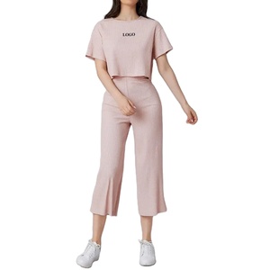 Conjunto Deportivo de Verano para Mujer, Cuello Redondo, Personalizado, Talla Grande, Dos Piezas, Ropa Deportiva Informal, Venta al Por Mayor - Product Image 1