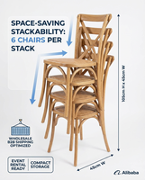 Chaise de salle à manger moderne à dossier en X en chêne massif, assise durable pour salon, restaurant, café