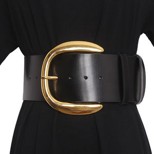 Cinturones de Moda para Mujer, Diseño Vintage, 8 cm de Ancho, Cuero Genuino Ecológico, Hebilla Cuadrada Informal, Transpirable, Conjuntos de Cinturones para Falda - Product Image 1