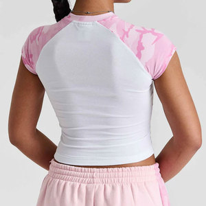 เสื้อครอปท็อปผู้หญิงแบบสั่งทำ OEM ขายดีประจำฤดูร้อน ทรงเข้ารูป ระบายอากาศ แห้งเร็ว คอกลม แขนสั้น น้ำหนักเบา ขายส่ง - Product Image 3