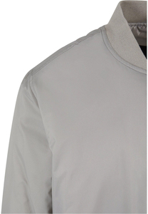 Blouson bomber gris pour homme, en toile unie avec coque en soie, fermeture éclair, col montant, style streetwear, décontracté, pour l'hiver - Product Image 4