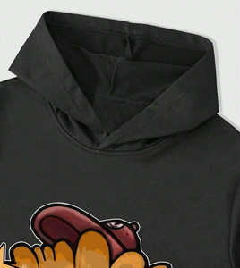 Custom Unisex Streetwear Hoodie Cartoon & Flame Print Long Sleeve Top Drawstring Contrast Color Sweatpants Tracksuit <b>Set</b> - Product Image 6