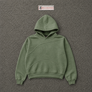 Sudadera con Capucha Oversize Verde Lavado Personalizada para Hombre, Estilo Urbano, con Diseño de Costura Curva, Hombro Caído, Vintage Casual, en Oferta - Product Image 5