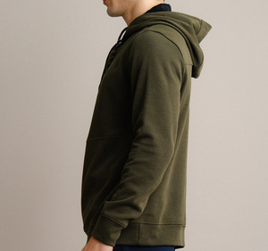 Sweat-shirt à capuche côtelé ajusté pour homme, en coton premium, décontracté, respirant, écologique, OEM - Product Image 4
