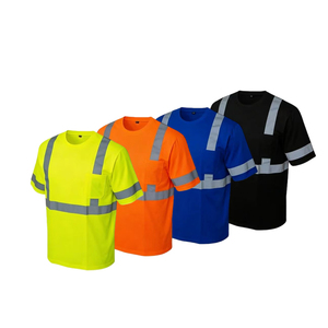 T-shirts de sécurité haute visibilité à manches courtes avec bande réfléchissante. Polyester respirant pour les travailleurs de la construction, des travaux routiers et du personnel des entrepôts - Product Image 6