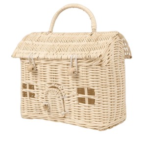Natural Rattan <b>Storage</b> <b>Basket</b> With Lid <b>Rectangle</b> Shape Handle Rustic Style Multi-Purpose Neatening Box - Product Image 3