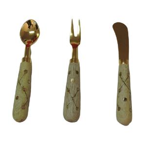 New Design Wooden Handle Stainless Steel Cutlery <b>Set</b> Walnut Wood Handle Knife Spoon Fork Restaurant 3 Pieces Cutlery <b>Set</b> - Product Image 1