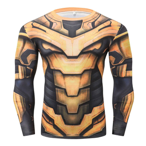 Camiseta de Compresión de Manga Larga para Hombre, Estilo Superhéroe, para MMA, con Estampado Rojo y Dorado, Protección UPF50+, Poliéster/Algodón, Secado Rápido, para Entrenamiento - Product Image 4