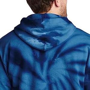 Sweat à capuche personnalisé en molleton de coton pour homme, bleu tie-dye, style streetwear, coupe oversize, imprimé spirale, vente en gros - Product Image 5