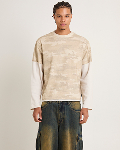 เสื้อยืดแขนยาวผู้ชายแบบหนาพิเศษสองชั้น พิมพ์ลายดิจิตอลผ้าฝ้าย 100% สไตล์ใหม่ทรงโอเวอร์ไซส์ - Product Image 1