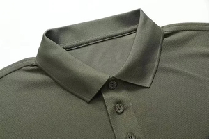 Men's Long Sleeve Solid Cotton Pique Polo Shirt Casual Anti-Wrinkle Regular Fit Knitted Design Button Front Green - Product Image 3