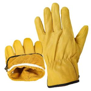 Gants de travail en cuir de haute qualité, chauds pour l'hiver, à ouverture latérale, avec logo personnalisé, bande élastique - Product Image 2